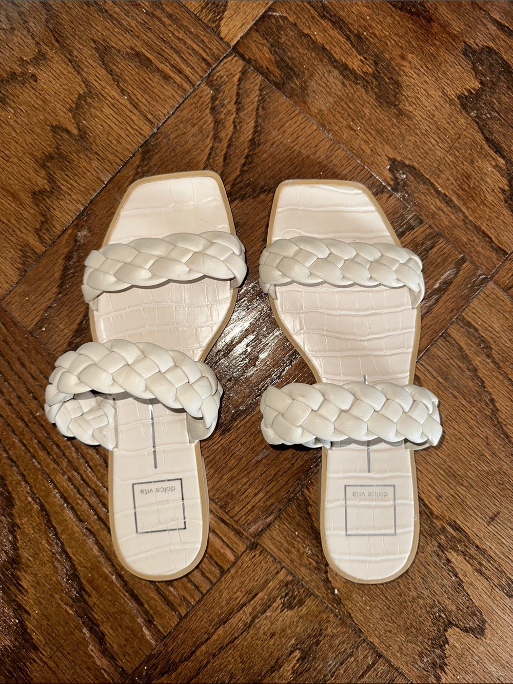 Dolce Vita Braided Double-Strap Slide Sandals in Cream